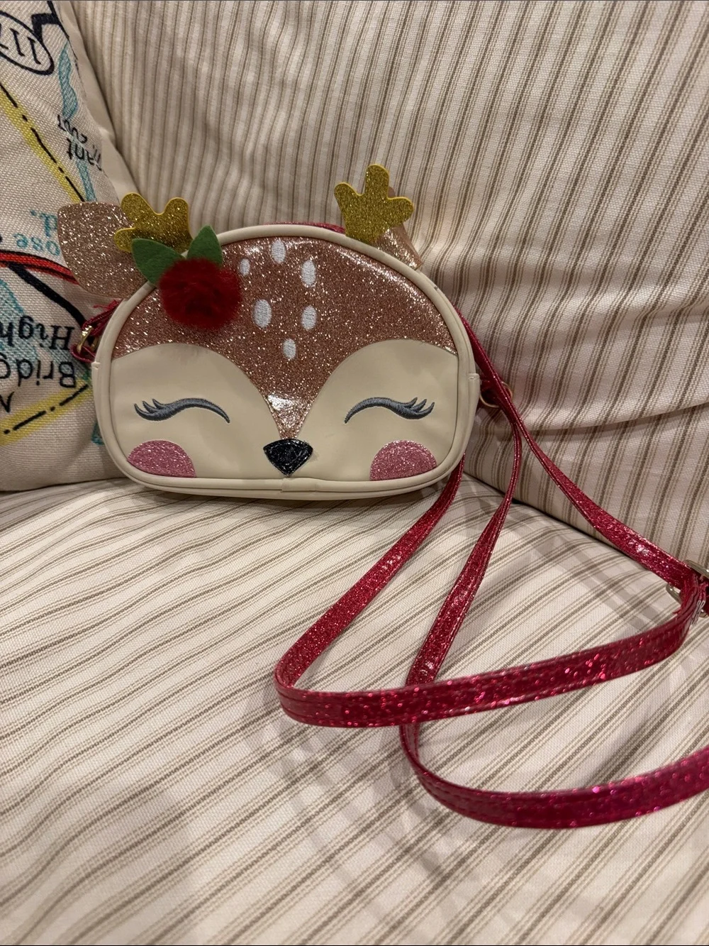 Stephen Joseph kids reindeer glitter crossbody bag purse